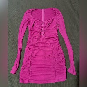 Elegant Pink Ruched Mini Dress